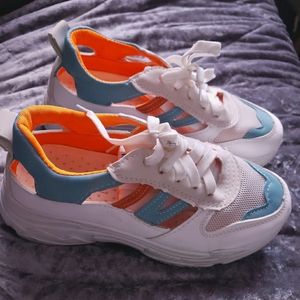 Cutout Colorblock fashion sneakers platform